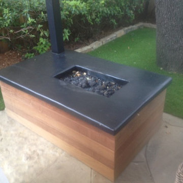 Back porch canopy with fire pit and grill