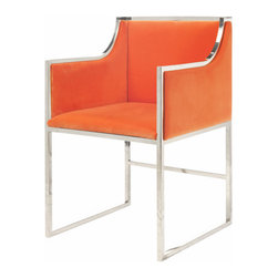Worlds Away Anabelle Chair Orange/Nickel - Dining Chairs