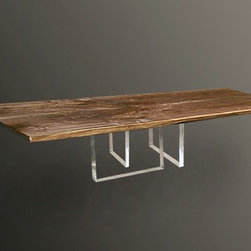 Plexiglass Base Live Edge Dining Table Designs - Dining Tables