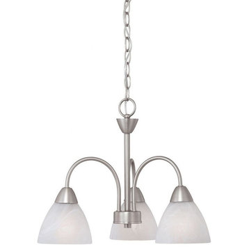 Matte Nickel Finish Chandelier - 3-Light Country-Cottage Style Chandelier Made