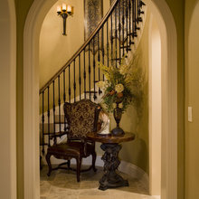 view from under staircase 1/2 bath