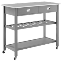 Chloe Stainless Steel Top Kitchen Island Cart, Gray/Stainless Steel