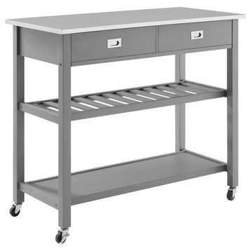 Chloe Stainless Steel Top Kitchen Island Cart, Gray/Stainless Steel