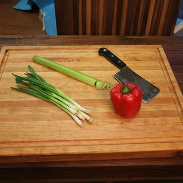 Cherry Reversible Butcher Block with Juice Groove and Handle