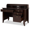 Traditional Desk, Spacious Top With Raised Shelf & Cable Management Hole, Brown