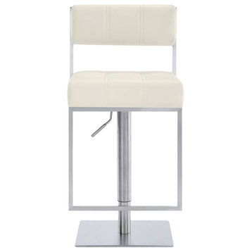 Michele Contemporary Swivel Barstool in Brushed Stainless Steel