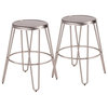 LumiSource Avery Metal Counter Stool, Brushed Stainless Steel, Set of 2