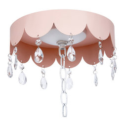 Ceiling Medallion - Scalloped with Crystals - Pink - Ceiling Medallions