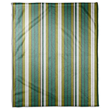 Green Stripes Fleece Blanket