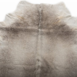 Luxury Natural Cowhide Area Rug, Handmade, Gray, White, Hair-on-Hide, 7'0"x6'0" - Novelty Rugs