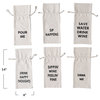 14 Inches Cotton Wine Bag With Quotation Designs, Natural and Black, Set of 6