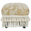 Jennifer Taylor Home Fiona Accent Footstool Ottoman, Champagne Beige Floral Jacquard