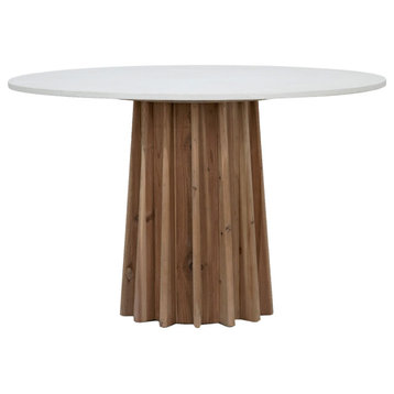 Adonis 47" Round Concrete and Reclaimed Pine Pedestal Dining Table