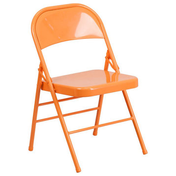 Hercules Colorburst Series Metal Folding Chair, Orange Marmalade