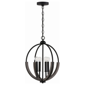 Clive 4-Light Pendant, Carbon Grey and Black Iron