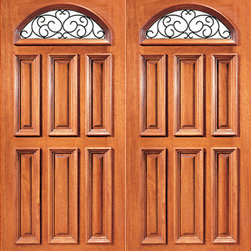 Prehung Mahogany Camber Lite External Double Door with Ironwork - Front Doors