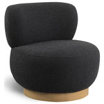 Meridian Furniture - Calais Accent Chair, Black, Natural Oak Veneer Base - Wow guests with contemporary panache with the addition of this Calais boucle fabric accent chair to your bedroom, living room, or elsewhere. This lovely chair features a mid-century modern design that makes it take on an artsy feel that's bound to be noticed by all who happen by (or stop and sit). The natural white oak veneer base adds a definitive sturdiness while the rich black boucle fabric makes it an inviting seat to take a load off at day's end.