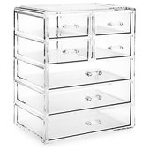 Casafield Makeup Cosmetic Organizer & Jewelry Storage Display Case, Clear  Acrylic Stackable Storage Drawer Set