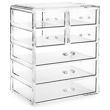 Acrylic Cosmetic Makeup Organizer Jewelry Storage Display 3 Lg 4 Sm Drawer