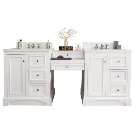 De Soto 82" Dbl Vanity, Mahogany, Bright White, 82", Arctic Fall, Three-Hole