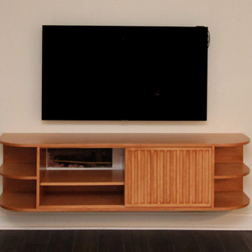 Custom Floating Entertainment Center Cabinet with 2 Bypass Sliding Doors