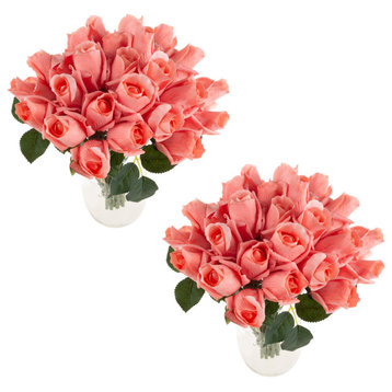 Rose Artificial Flowers 48Pc, Coral