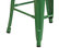 24" High Backless Green Metal Counter Height Stool With Square Wood Seat