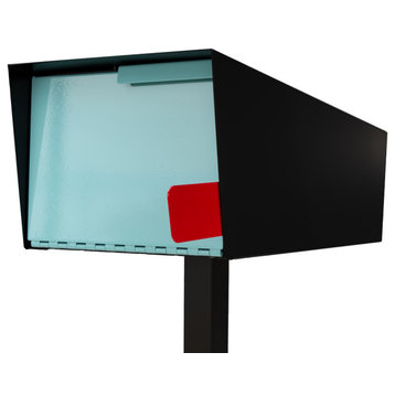 Post Mounted Mailbox, Two Tone Black, Black/Robin Egg, Post Included