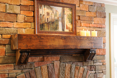 Old Beam Mantle Shelf w/ old wood support corbels