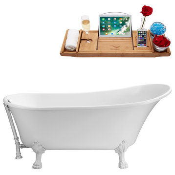 55" Streamline Clawfoot Tub and Tray With External Drain