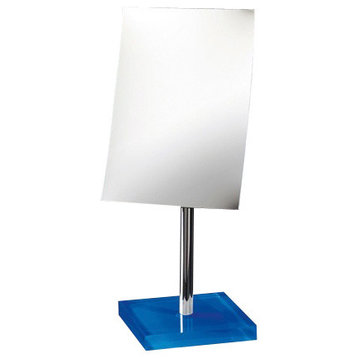 Square Magnifying Mirror With Blue Base