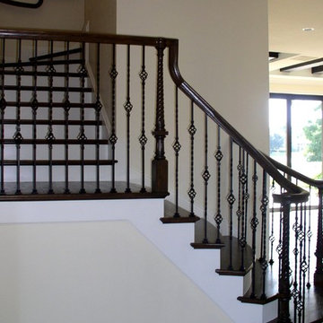 Twisted Iron Baskets & Wood Newels, Double Flared Bottom - Quail West