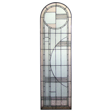 15W X 54H Arc Deco Left Sided Stained Glass Window