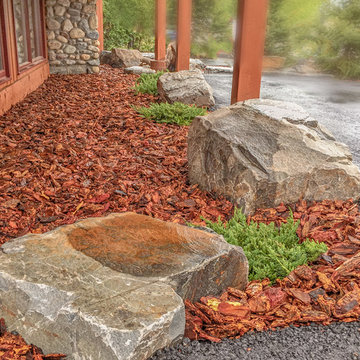 Side of House with Bark Nuggets & Rock Features