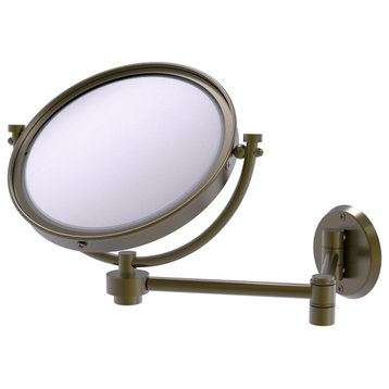 8" Wall-Mount Extending Make-Up Mirror 4X Magnification, Antique Brass