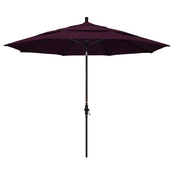 11' Bronze Collar Tilt Lift Fiberglass Rib Aluminum Umbrella, Pacifica, Purple