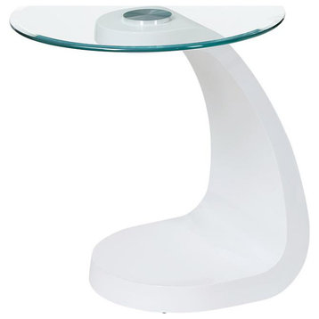 Furniture of America Pelletoni Contemporary Glass Top End Table in White