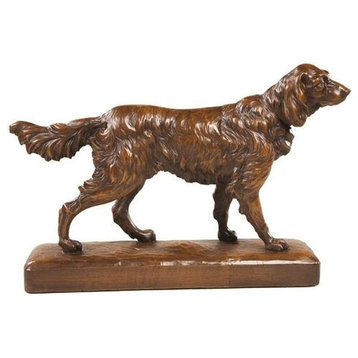 Sculpture TRADITIONAL Lodge English Setter Dogs Chocolate Brown Resin