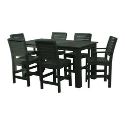 Highwood - Weatherly 7pc Rectangular Counter Height Outdoor Dining Set, Charleston Green - Outdoor Pub And Bistro Sets