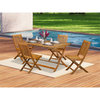 AEDK5CWNA - Outdoor Table with 4 Arms Less Lawn Chairs- Natural Oil Finish