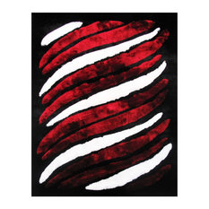 Dimension Shaggy Polyester 5'x7'3" Machine Woven Area Rug in Black/Red/White
