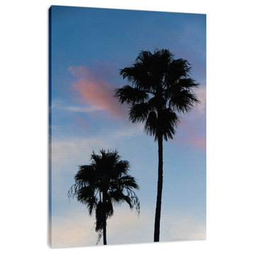 Palm Tree Silhouettes on Blue Sky Tropical Canvas Wall Art Print, 24" X 36"