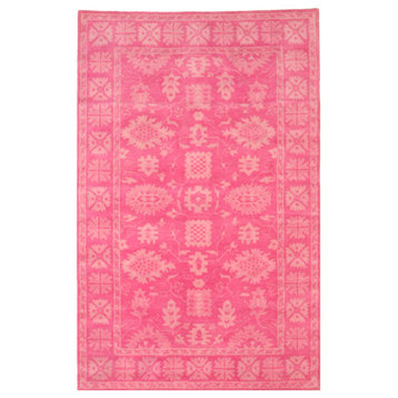 EORC Pink Hand-Tufted Wool Overdyed Rug 4' x 6'