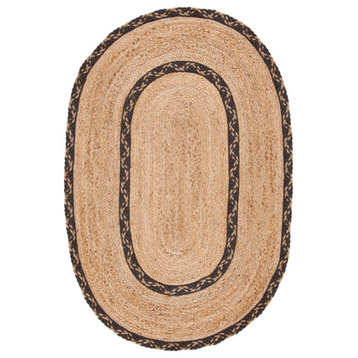 Safavieh Vintage Leather Collection NFB260T Rug, Natural/Brown, 4' X 6' Oval