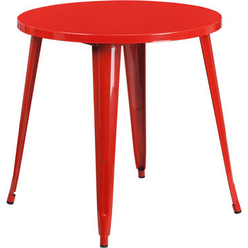 30" Round Red Metal Indoor-Outdoor Table