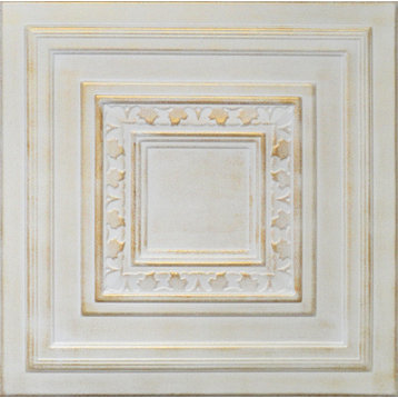 19.6"x19.6" Styrofoam Glue Up Ceiling Tiles R31 White Satin Washed Gold