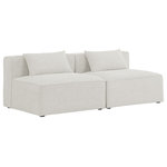 Meridian Furniture - Cube Upholstered Modular Sofa, Cream, 2-Piece: 2 Armless Chair, Linen Texured Fabric - Treat yourself to some long overdue "me time" when you're seated on this Cube 2-Piece Modular Sofa. This beautiful modular unit is both eye-catching and elegant, features durable linen textured upholstery in a soft cream color that meshes well with nearly any existing color scheme. Pair this modular Sofa with other items in the same collection to create an unlimited number of combinations and enjoy the custom seating arrangement of your dreams. Latches underneath make it easy to attach pieces to one another.