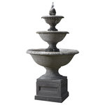 Campania International - Monteros Tiered Outdoor Water Fountain - With clear, sparkling water gushing out from a stylish finial and then raining down from one tier to the next, the Monteros Tiered Outdoor Water Fountain is a pleasant treat for both eyes and ears. Made with durable fiber reinforced cast stone available in a variety of finishes, this piece is designed to stand the test of time and give you endless days of enjoyment. Place it at the center of a well-kept lawn or rustic garden to create a relaxing outdoor haven filled with the tranquil sounds of flowing water.