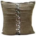 The HomeCentric - Brown Art Silk 18"x18" Crystals Decorative Pillows Cover, Almost Real - Almost Real is an exclusive 100% handmade decorative pillow cover designed and created with intrinsic detailing. A perfect item to decorate your living room, bedroom, office, couch, chair, sofa or bed. The real color may not be the exactly same as showing in the pictures due to the color difference of monitors. This listing is for Single Pillow Cover only and does not include Pillow or Inserts.