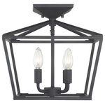 Savoy House - Townsend 4-Light Semi-Flush, Matte Black - When you have a traditional aesthetic and want to inject a sense of modernism choose this Townsend ceiling fixture. It's a classic lantern style with the familiar vintage appeal of colonial or old English candle fixtures but the open geometric frame and matte black finish create a delightful contemporary twist. This timeless quality blends very well with your traditional transitional bohemian contemporary or modern farmhouse decor. Four lights within the open framework have metal candle covers and hold 60W C-style bulbs. The fixture is 13 wide and 13 high with a semi-flush mounting: a superb fit for your dining room kitchen living room entryway bedroom closet family room office stairway or great room.